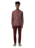 Dotted Burgundy & White Ankara Print Long Sleeve Shirt