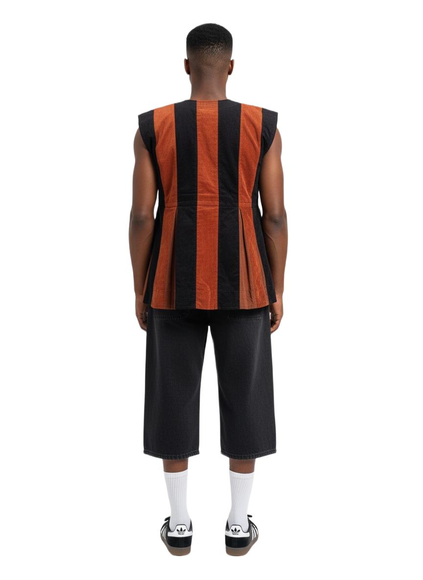 Red & Black Corduroy Batakari Fugu