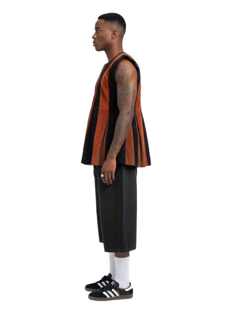 Blouse unisexe tissée à la main - Mono rayure noire et blanche #SMK714