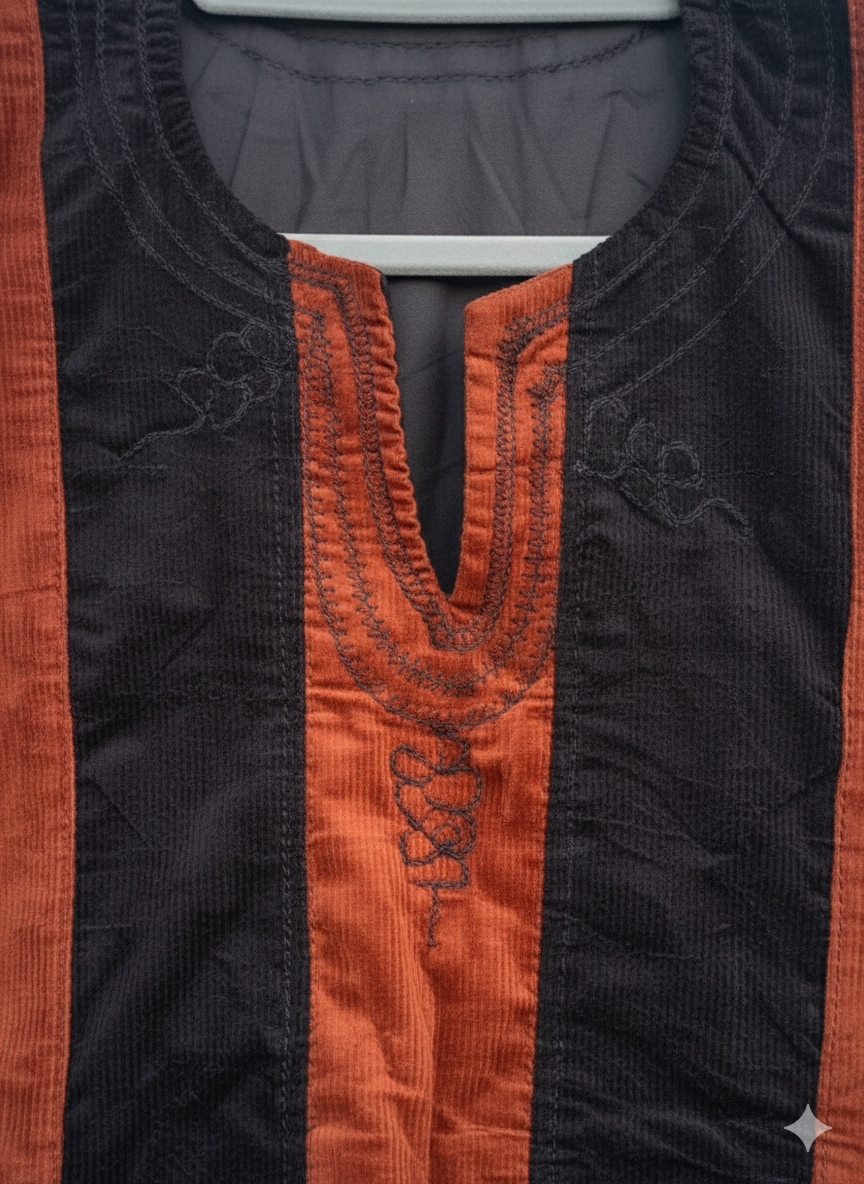 Blouse unisexe tissée à la main - Mono rayure noire et blanche #SMK714