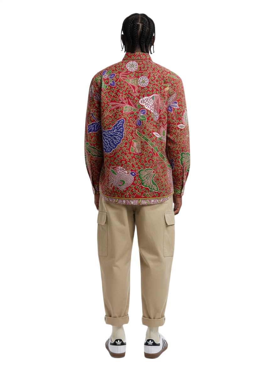 Coral Reef Red Flora Design Ankara Long Sleeved Shirt