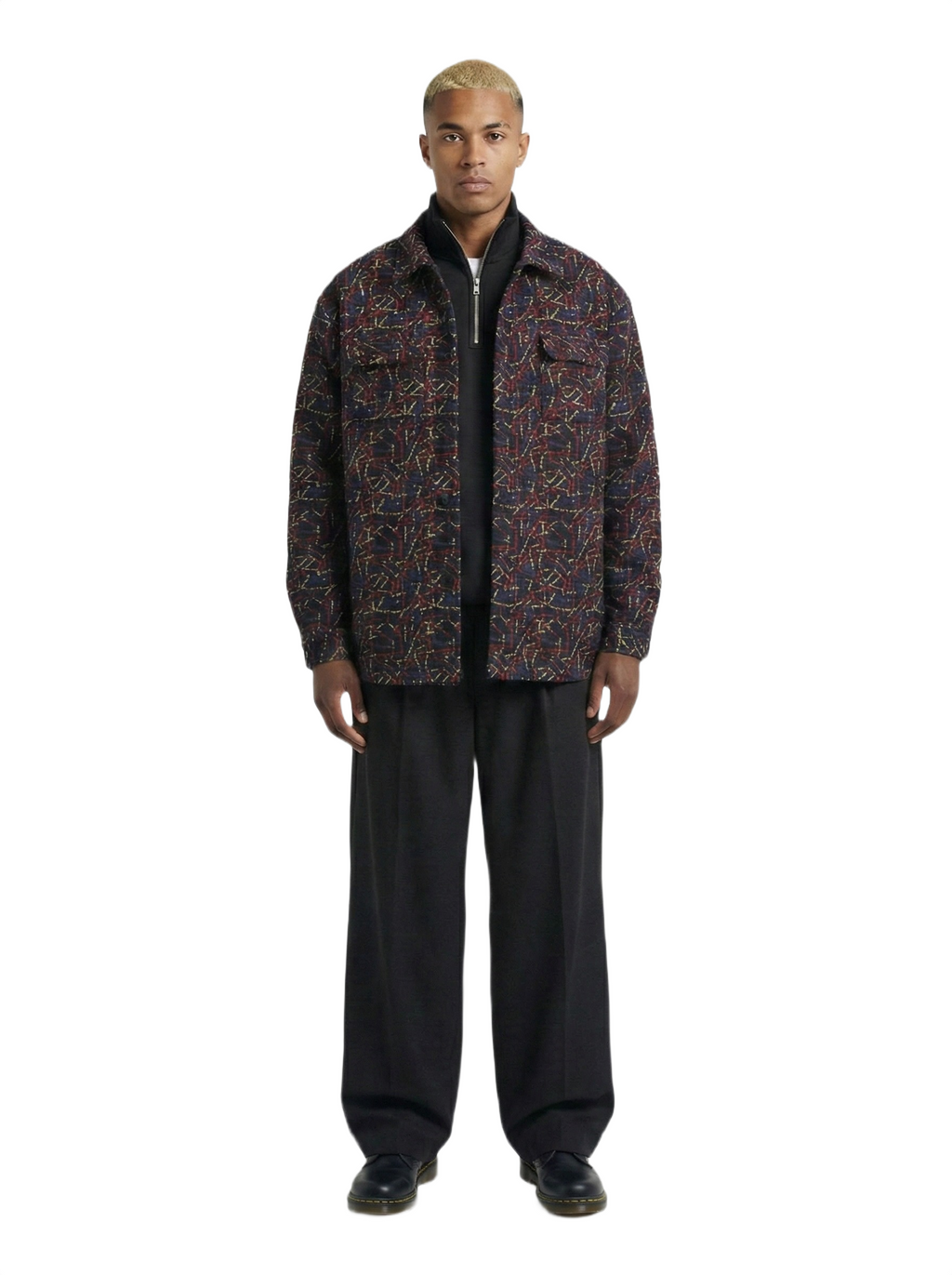 Dotted Colour Palette & Black Ankara Print Padded Jacket