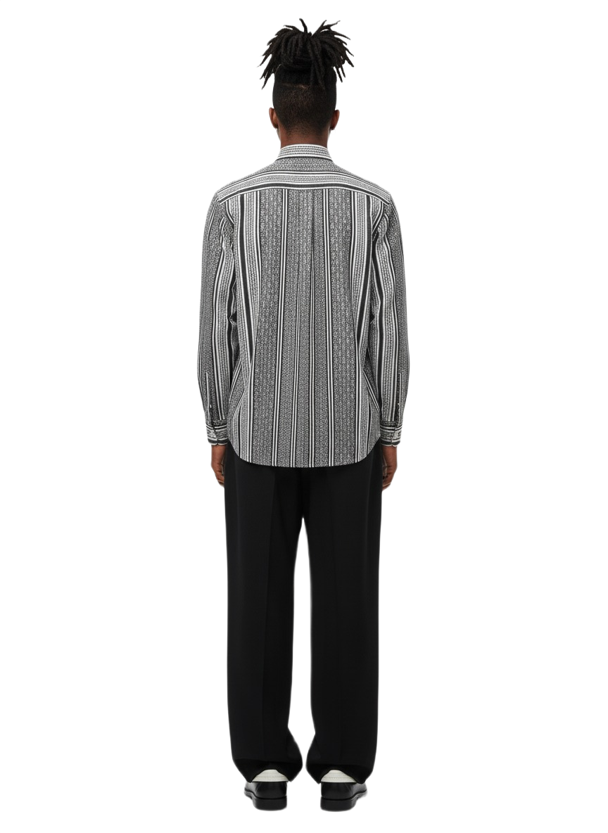 Striped Monochrome Black & White Ankara Shirt