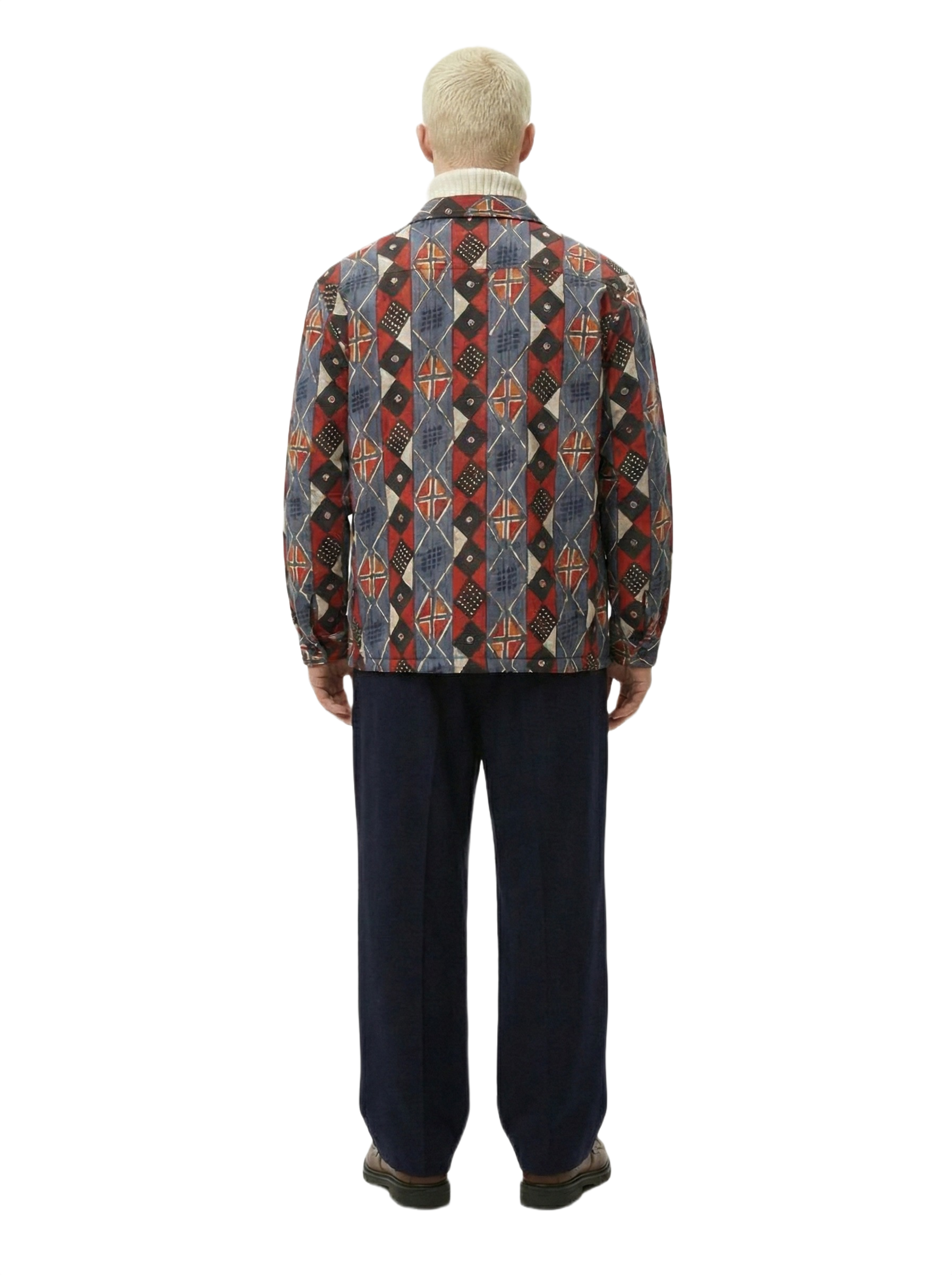 Blue & Red Norse Design Cotton Ankara Wax Print Padded Jacket