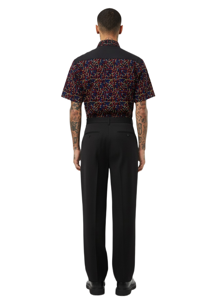 Combination Dotted Colour Palette & Black Ankara Shirt