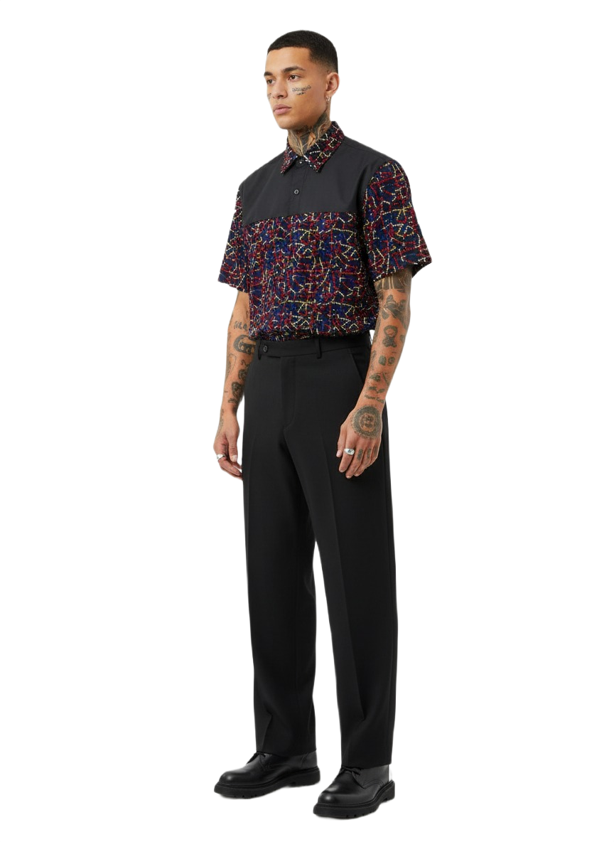 Combination Dotted Colour Palette & Black Ankara Shirt