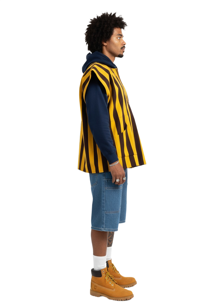 Bumble Bee Brown & Yellow Stripe Handwoven Batakari Fugu