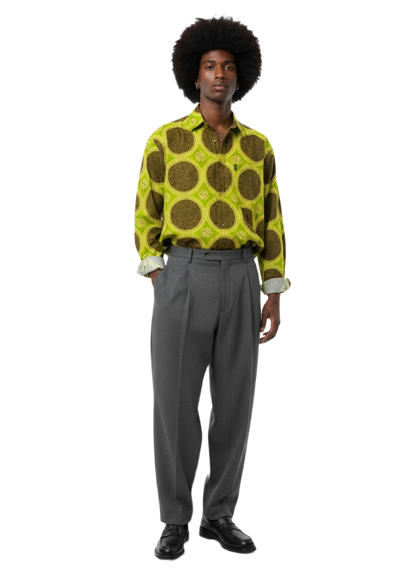 Chemise à manches longues Ankara à motif circulaire avec poche avant