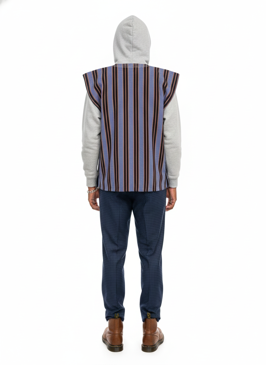 Navy, Blue & Yellow Striped Batakari Fugu