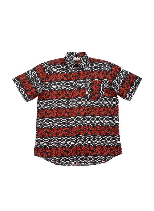 Asase Black & Spotted Red Botanical Short Sleeve Shirt