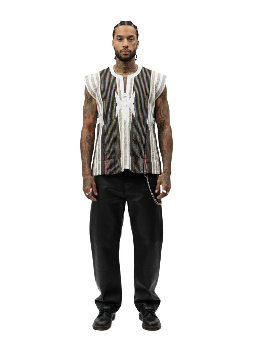 Star Embroidered - Gold Ochre Handwoven Batakari Fugu