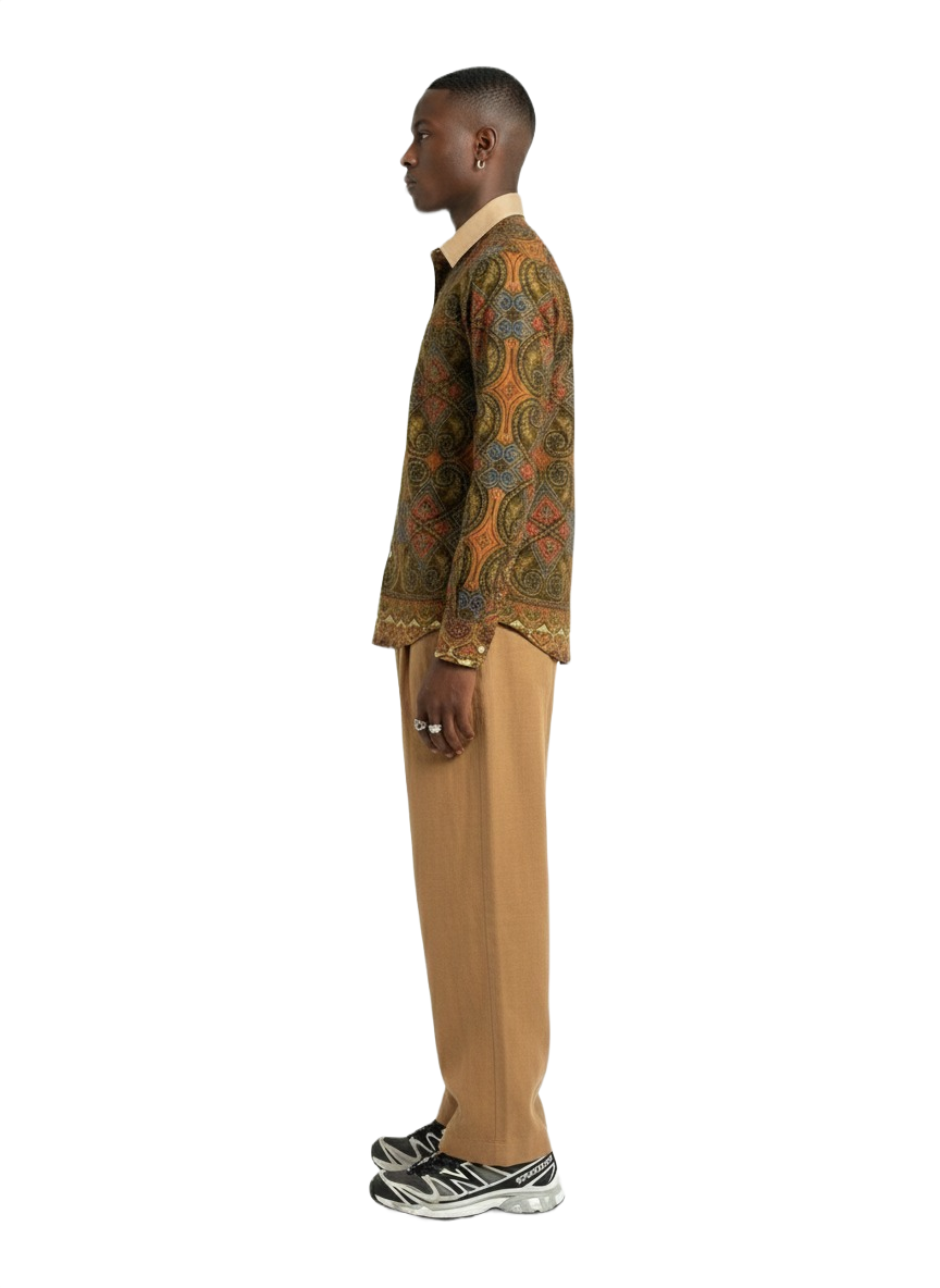 Contrast Collar Osahene Regency Design Honey Gold Pattern Wax Ankara Shirt