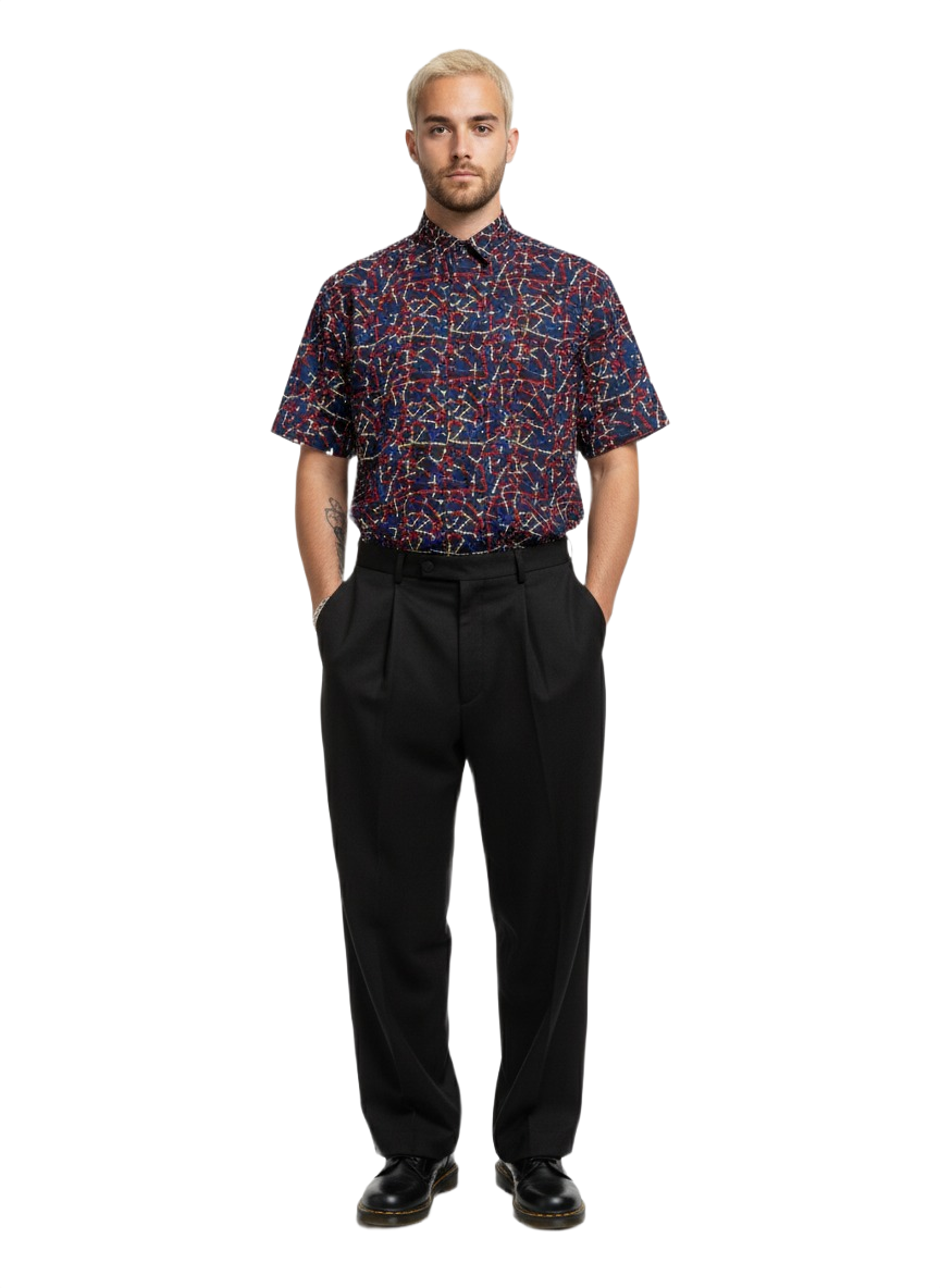 Dotted Colour Palette Design Black Ankara Print Shirt