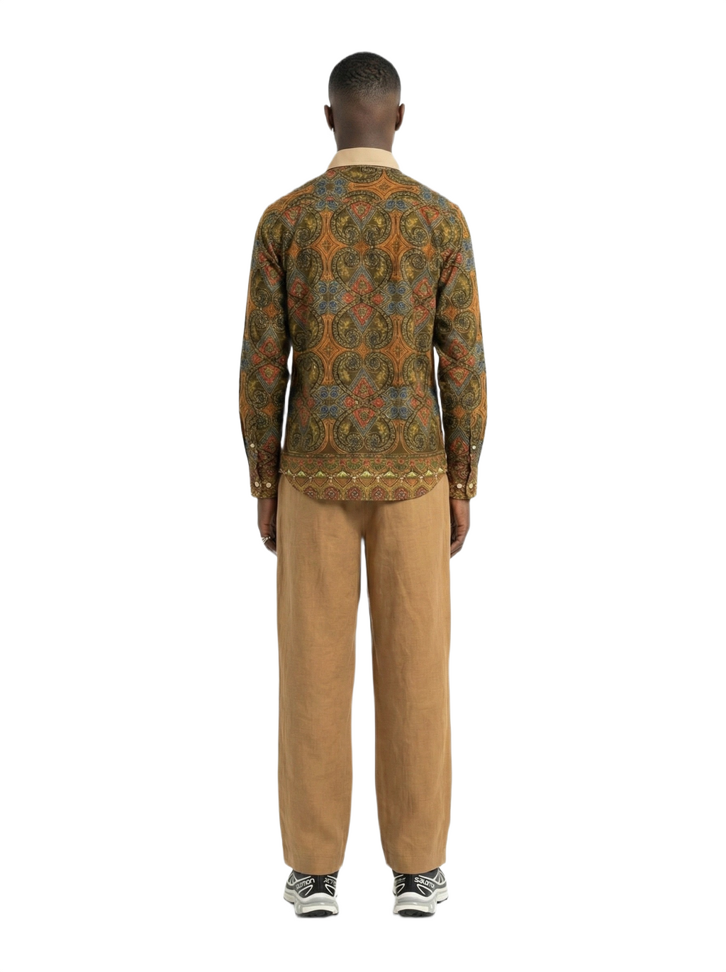 Contrast Collar Osahene Regency Design Honey Gold Pattern Wax Ankara Shirt