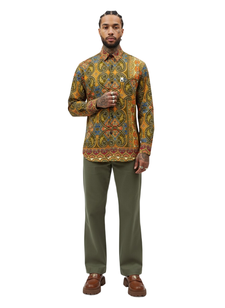 Pocket Pin Osahene Regency Marigold Honey Ankara Long Sleeve Shirt