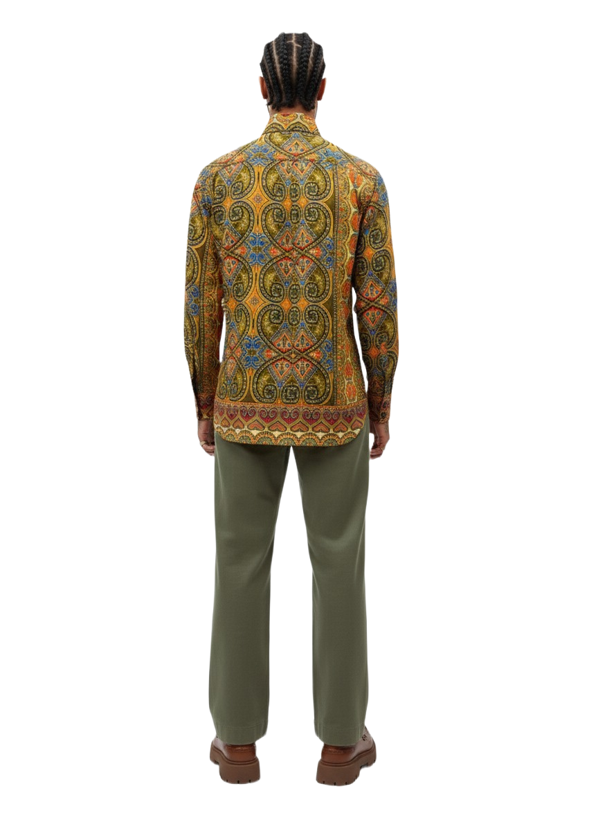 Pocket Pin Osahene Regency Marigold Honey Ankara Long Sleeve Shirt