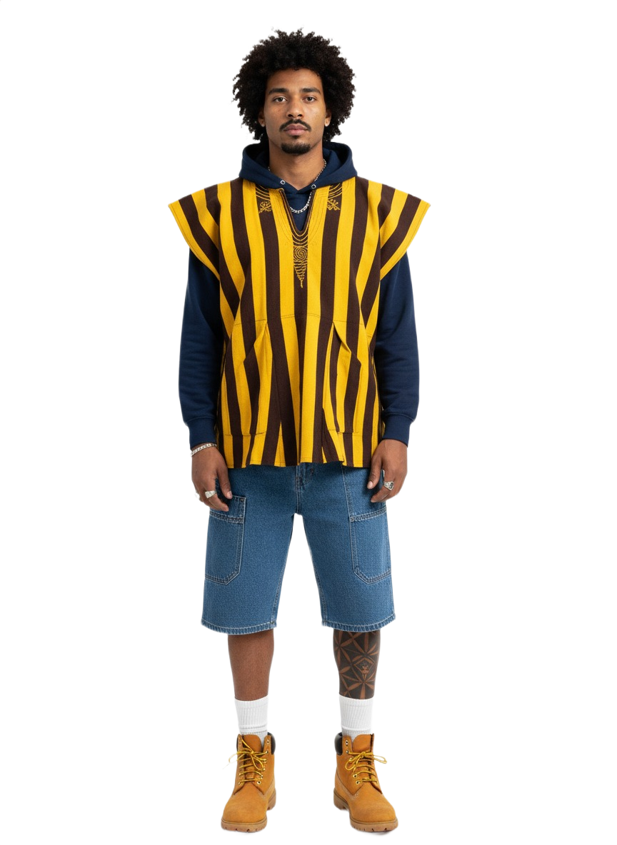 Bumble Bee Brown & Yellow Stripe Handwoven Batakari Fugu