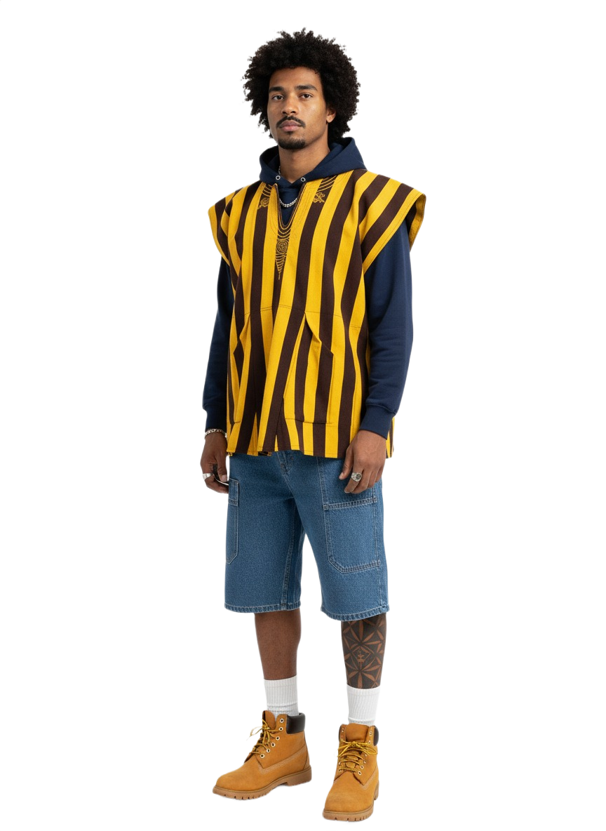 Bumble Bee Brown & Yellow Stripe Handwoven Batakari Fugu