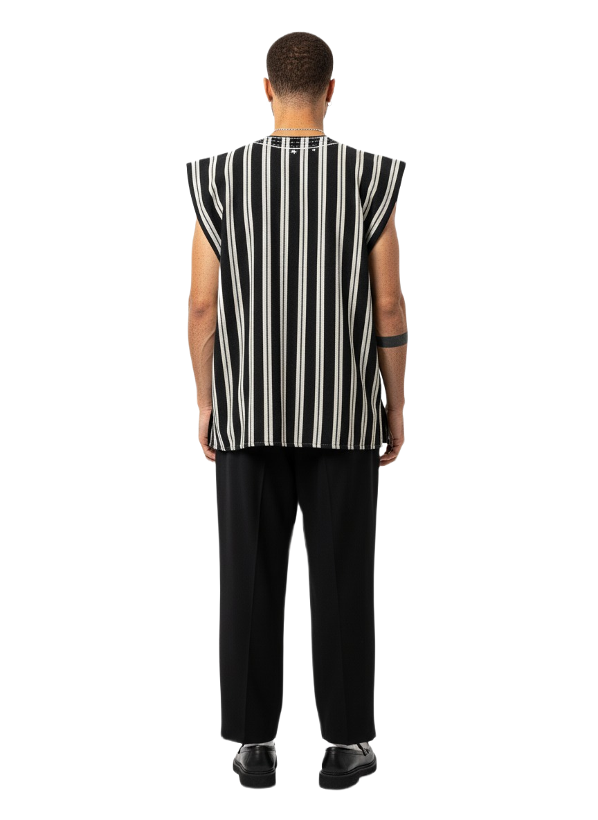 Black & Sand Brown Handwoven Fugu Batakari Smock