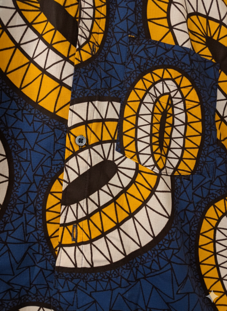 Chemise à manches longues Ankara à motif circulaire avec poche avant