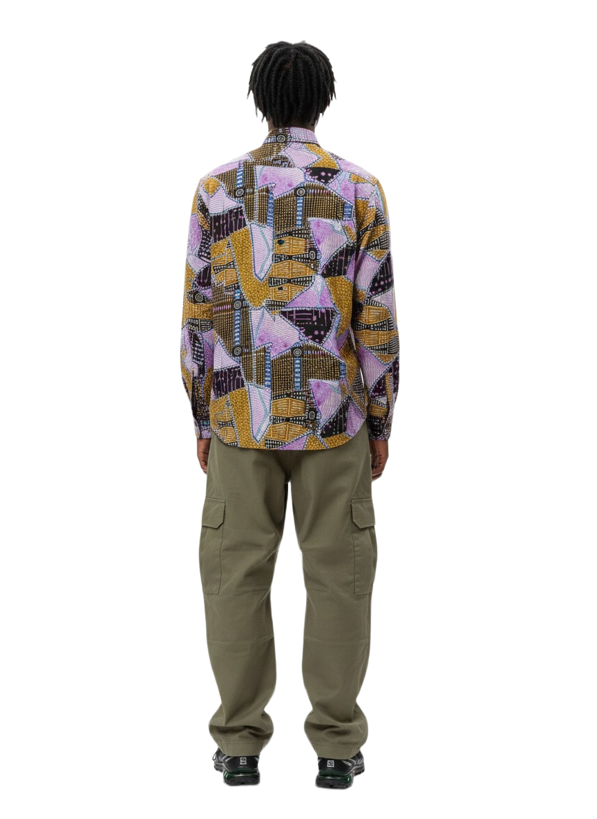 Patchwork Neo Pink & Gold Ankara Wax Print Long Sleeve Shirt