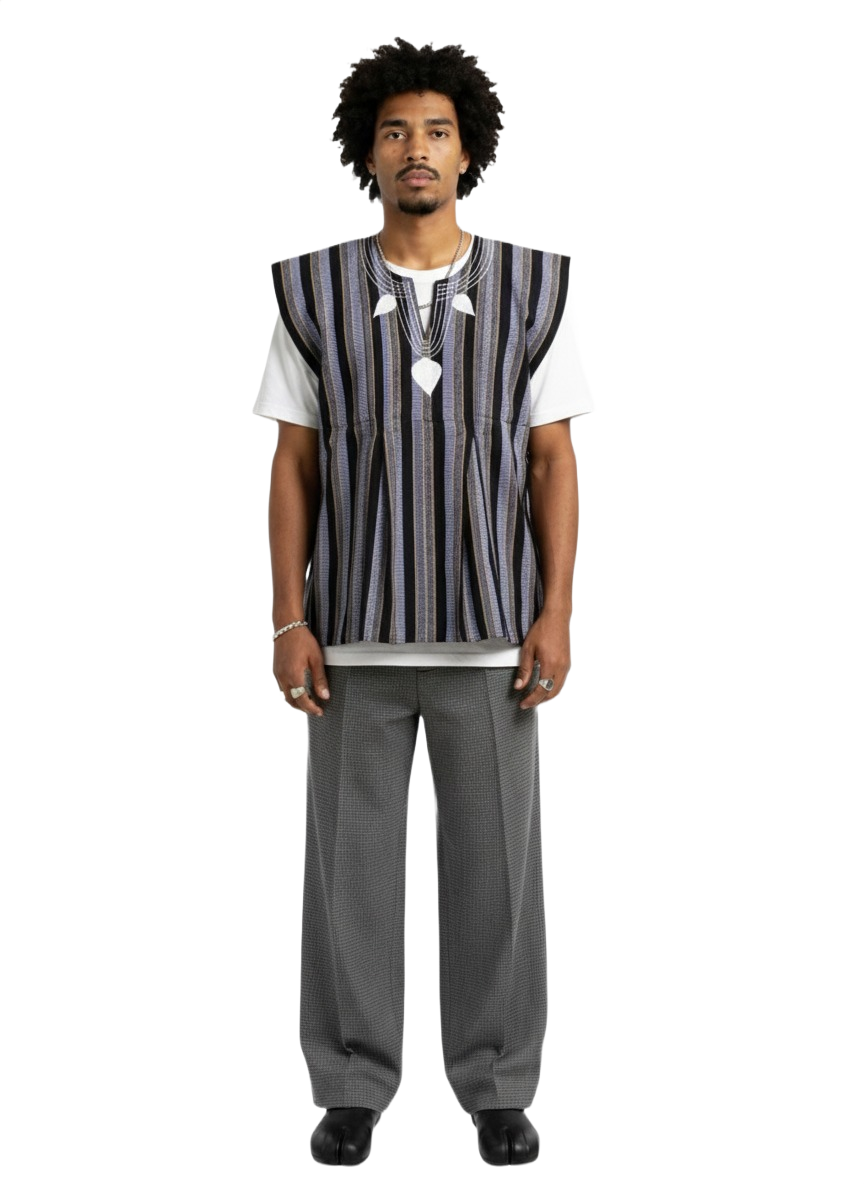 Light Blue & Navy Handwoven Batakari Fugu