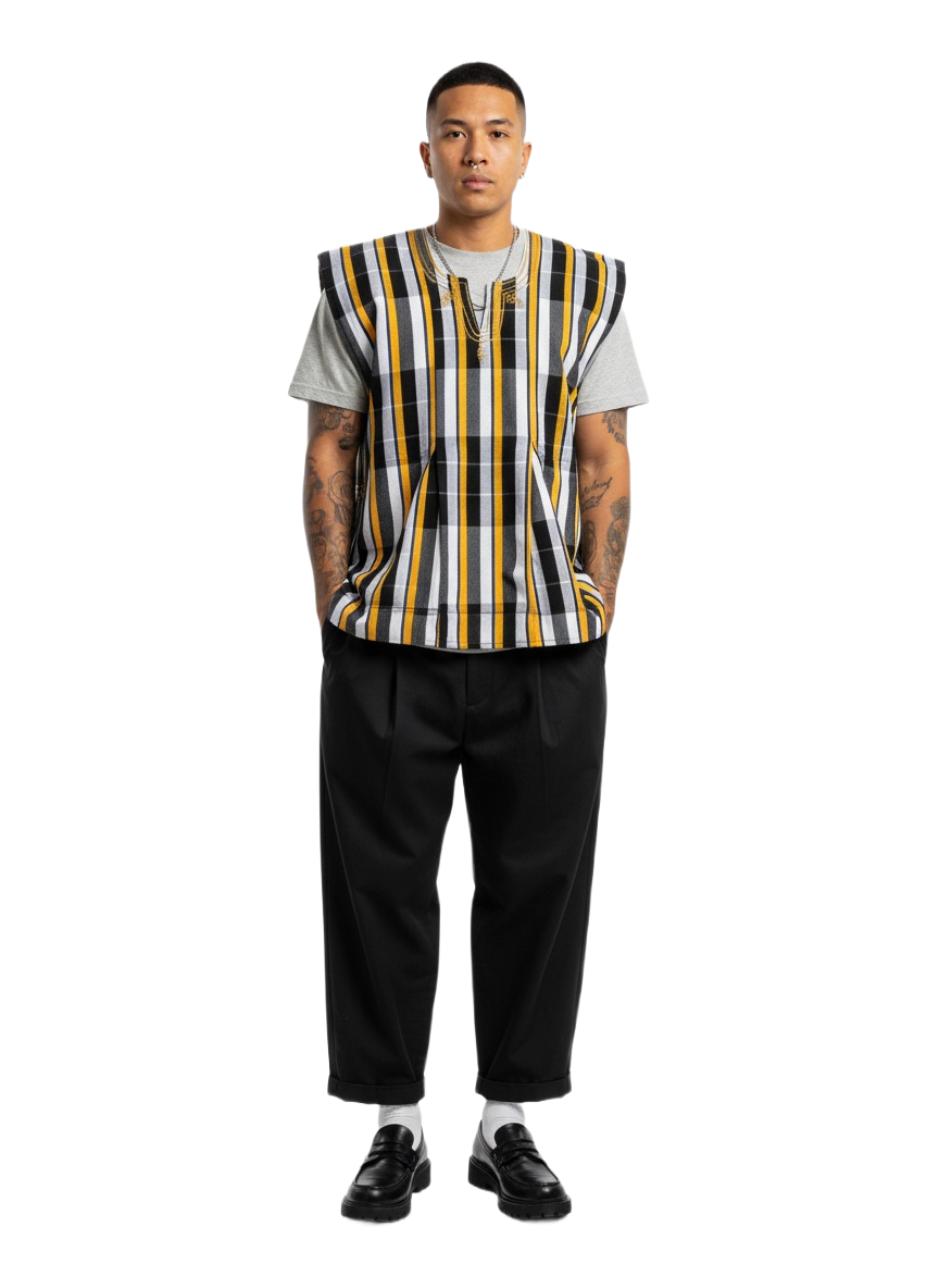 Yellow, Black & White Striped Batakari Fugu