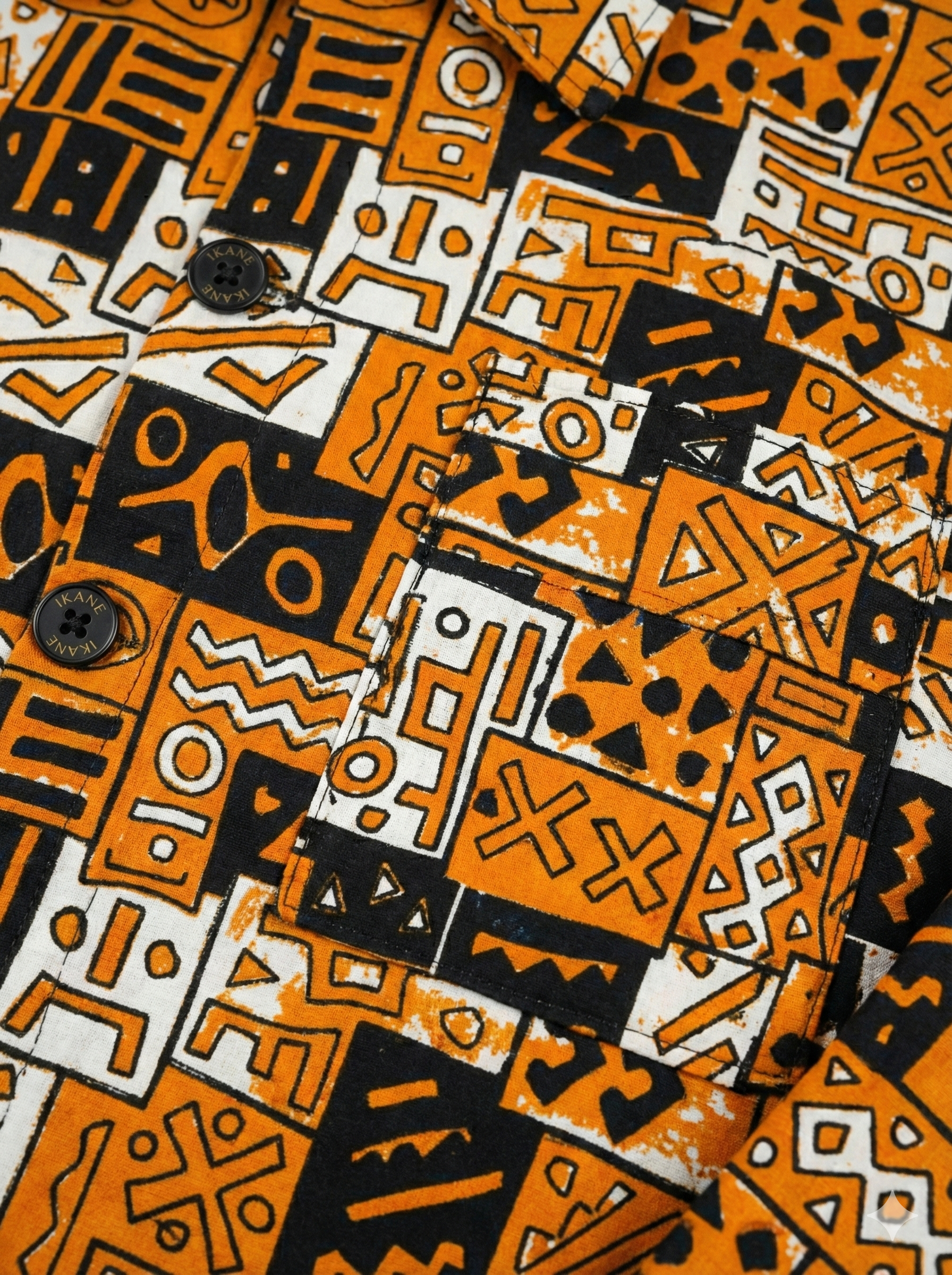 Akoma Burnt Orange & Black Ankara Print Padded Jacket