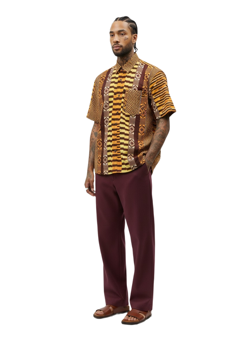 Piano Key Design Sunburst Peach & Burgundy Wax Ankara