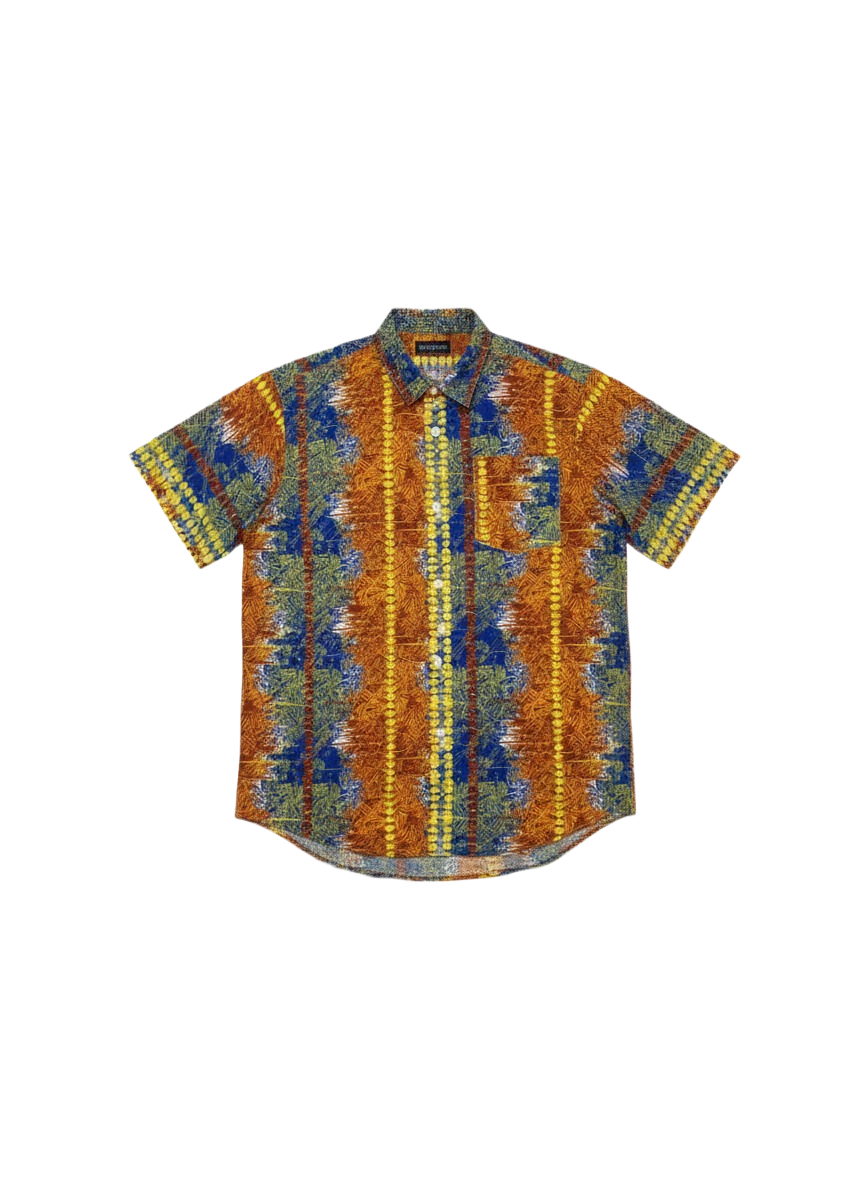 Burnt Orange, Blue & Yellow Color Palette Design Print Short Sleeve Shirt
