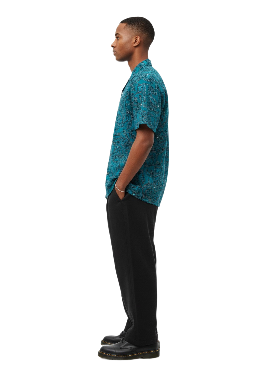 Emerald Green Design Ankara Wax Print Short Sleeve Shirt
