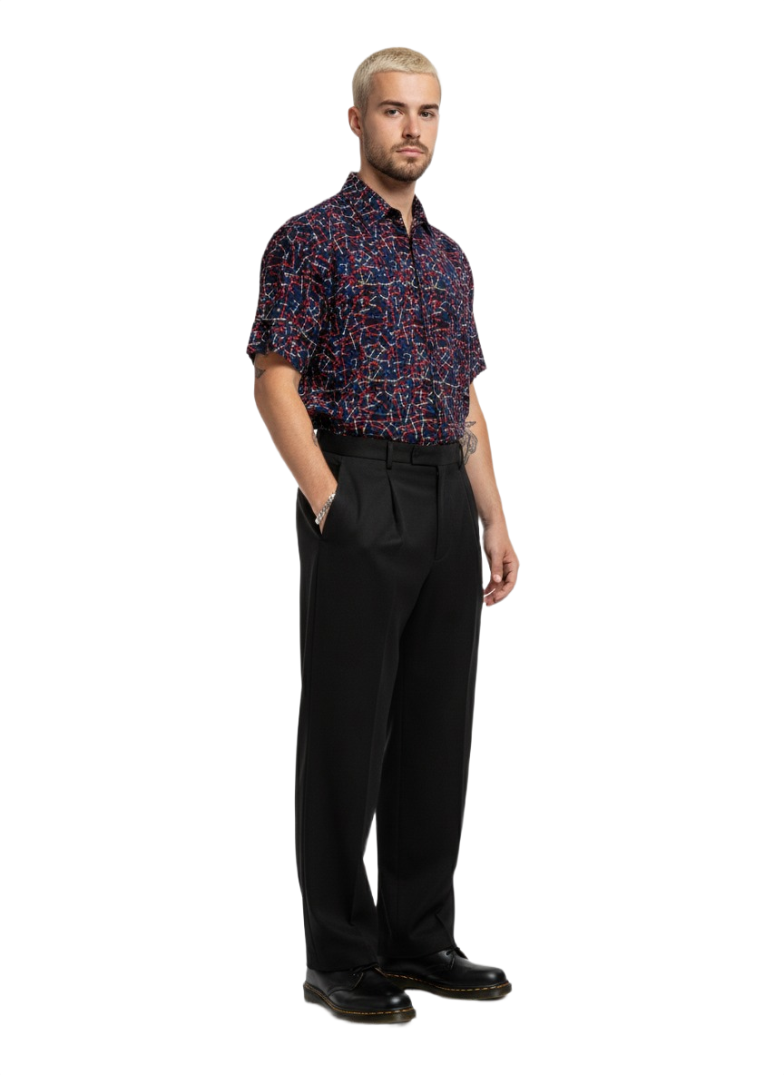 Dotted Colour Palette Design Black Ankara Print Shirt