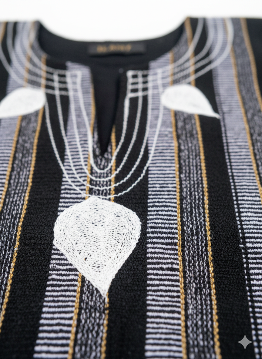 Light Blue & Navy Handwoven Batakari Fugu