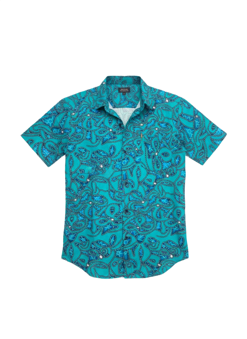 Emerald Green Design Ankara Wax Print Short Sleeve Shirt