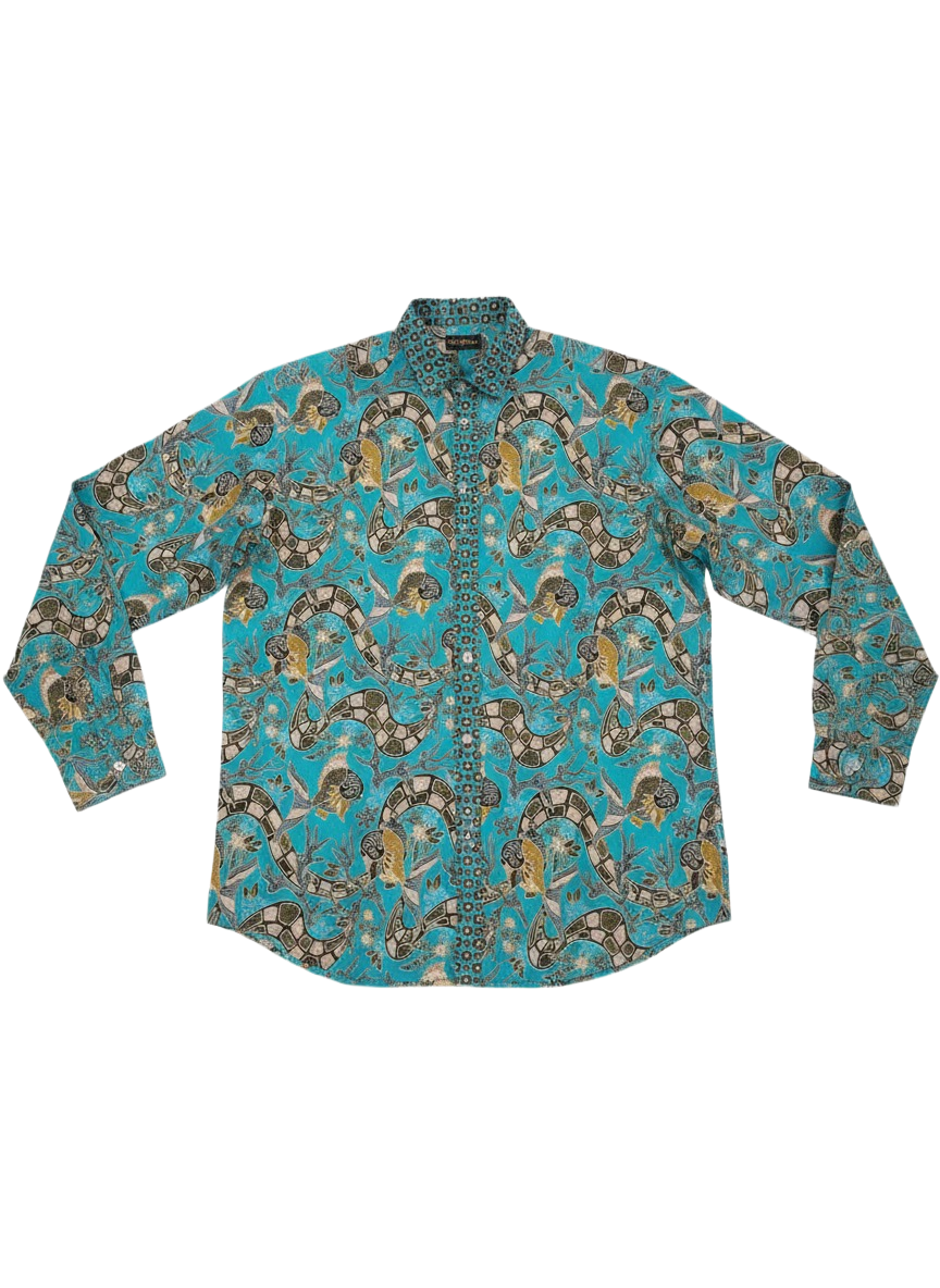 Mint Green & Blossom Pink Snake & Goldfish Design Ankara Long Sleeved Shirt