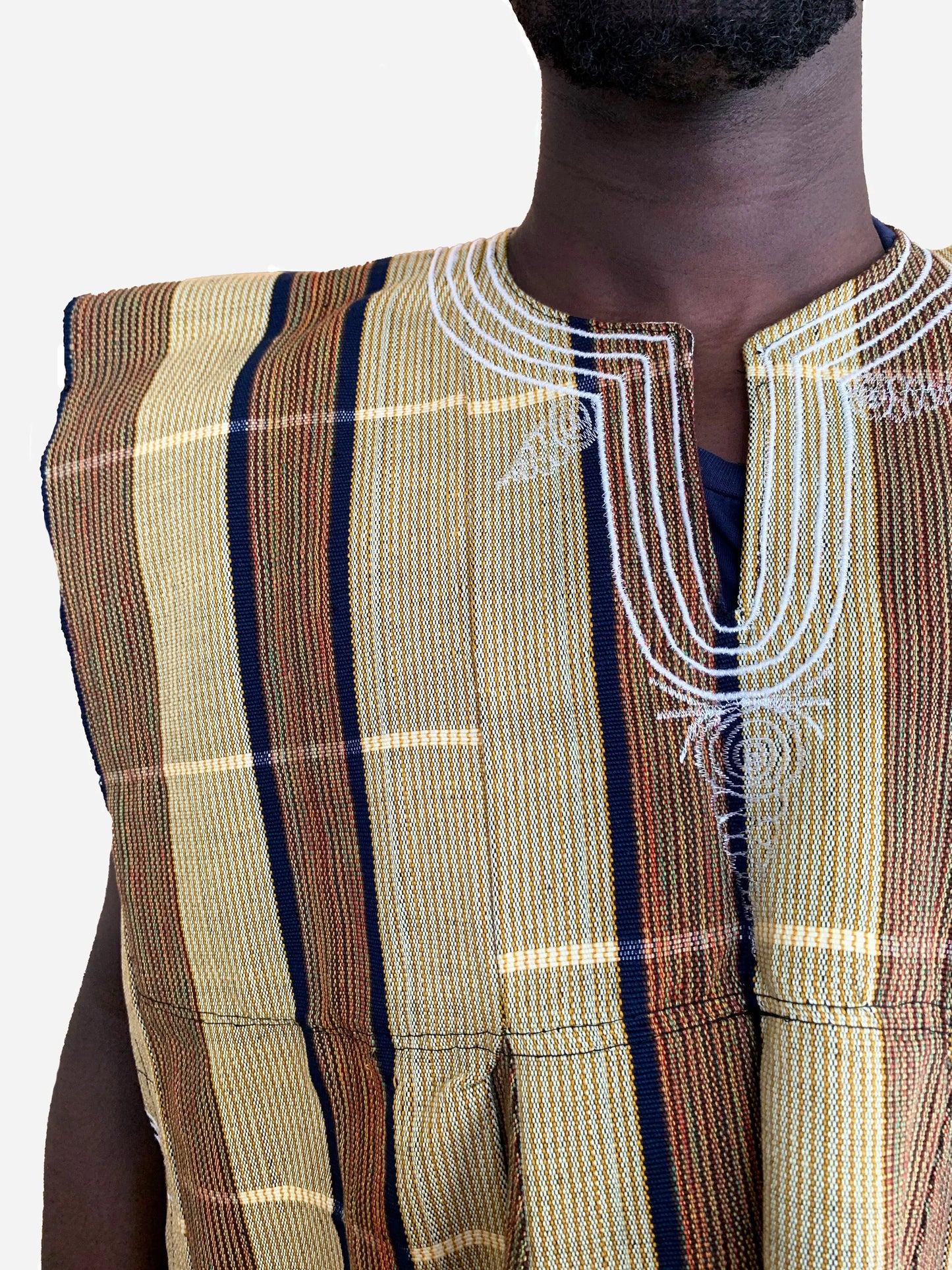 Handwoven Men's Kente Batakari Fugu Smock | One Size (S-XL)- 'Naturals'