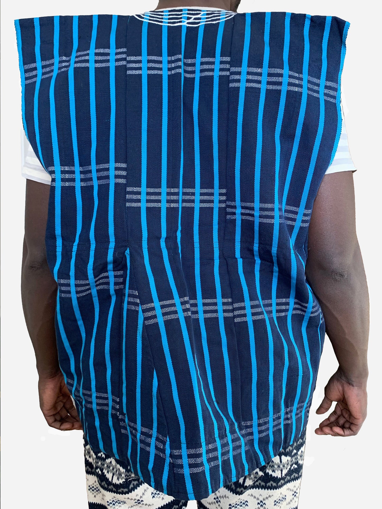 Handwoven Men's Kente Batakari Fugu Smock | One Size (S-XL)- 'Blue n Blu'