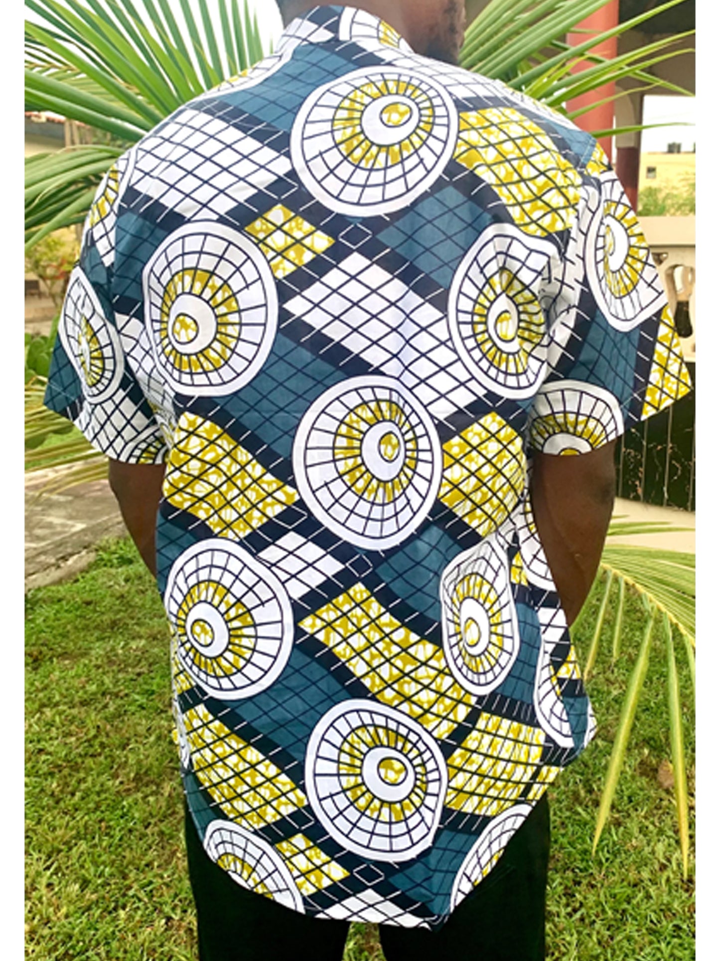 Soft ethnic wax print ankara short sleeve buttoned shirt with front pocket