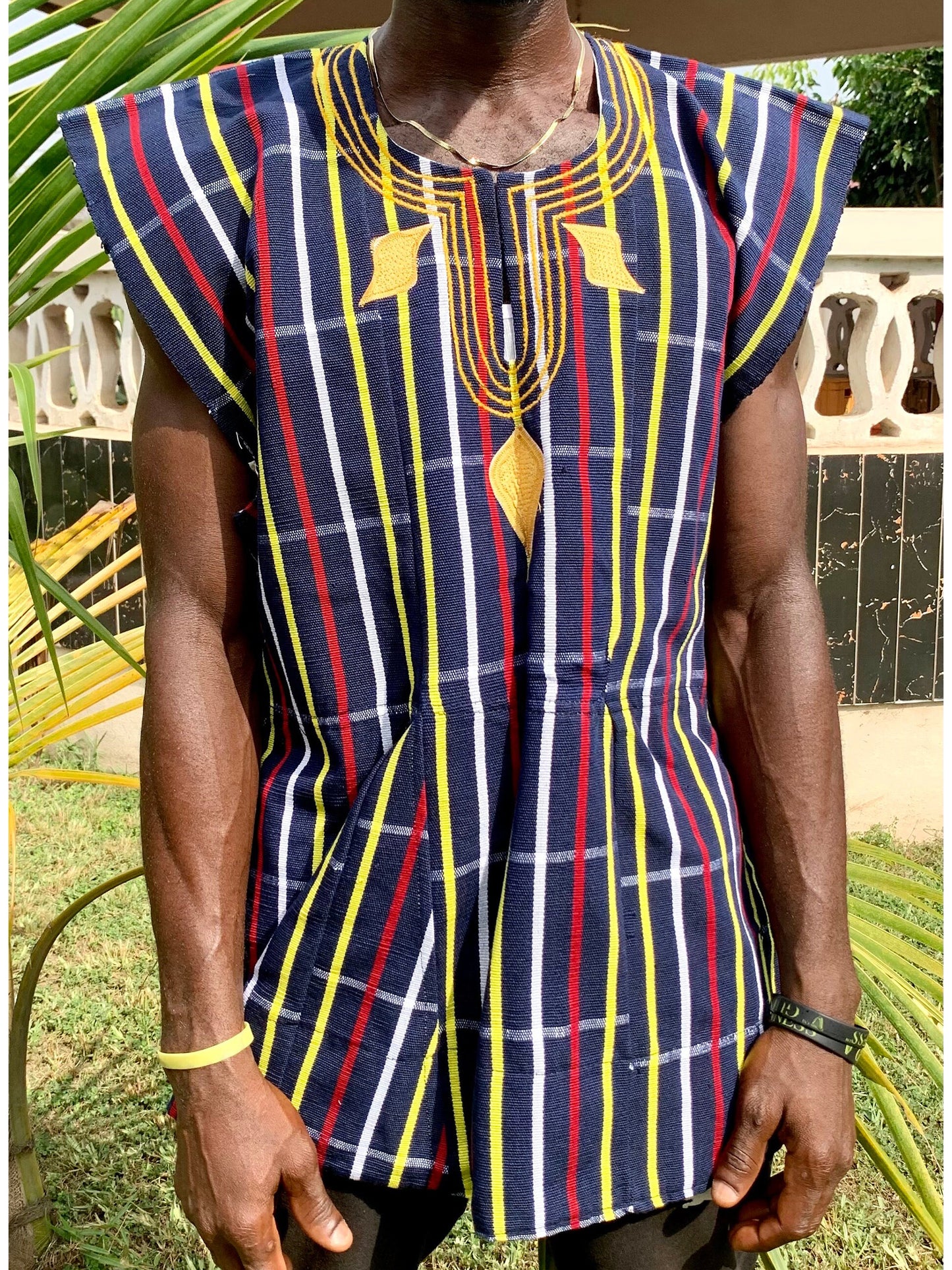 Handwoven Men's Kente Batakari Fugu Smock | One Size (S-XL) - #SMK244