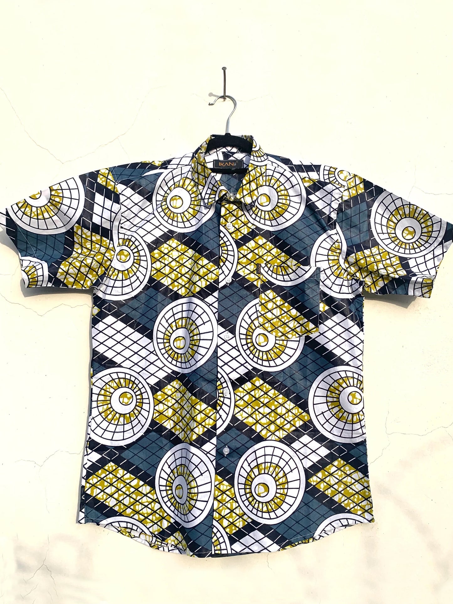 Soft ethnic wax print ankara short sleeve buttoned shirt with front pocket