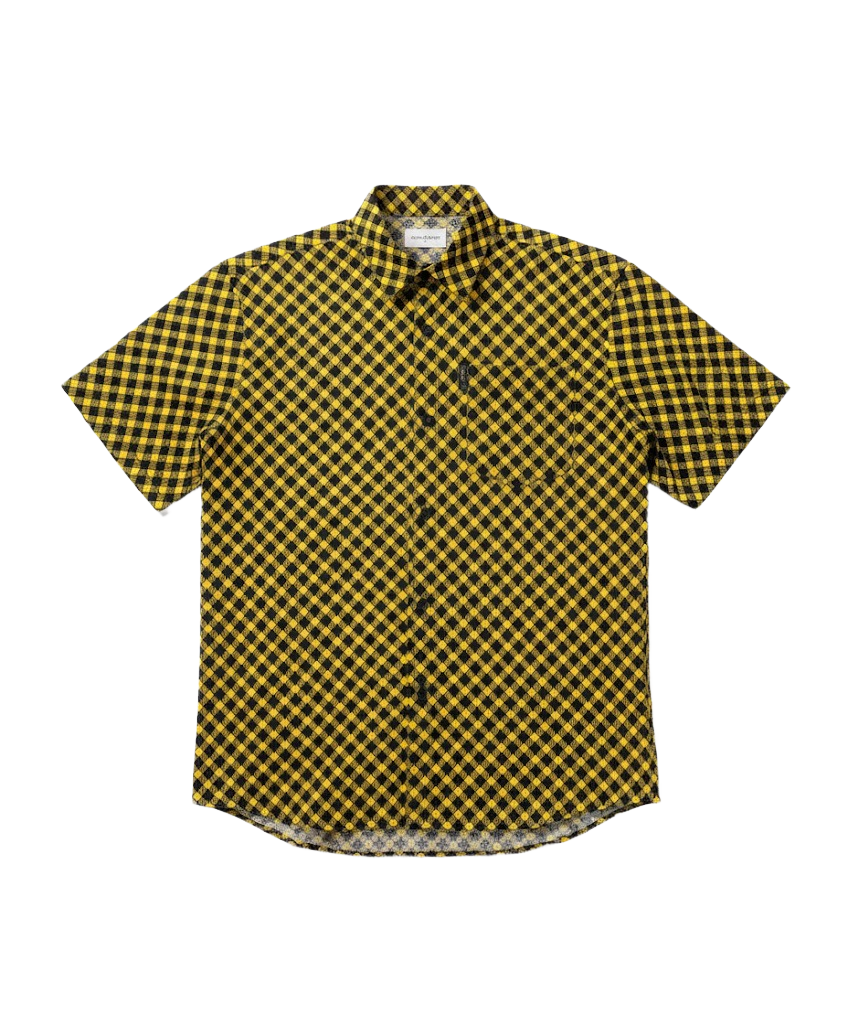 Checked Pattern Black & Yellow Pattern Short Shirt