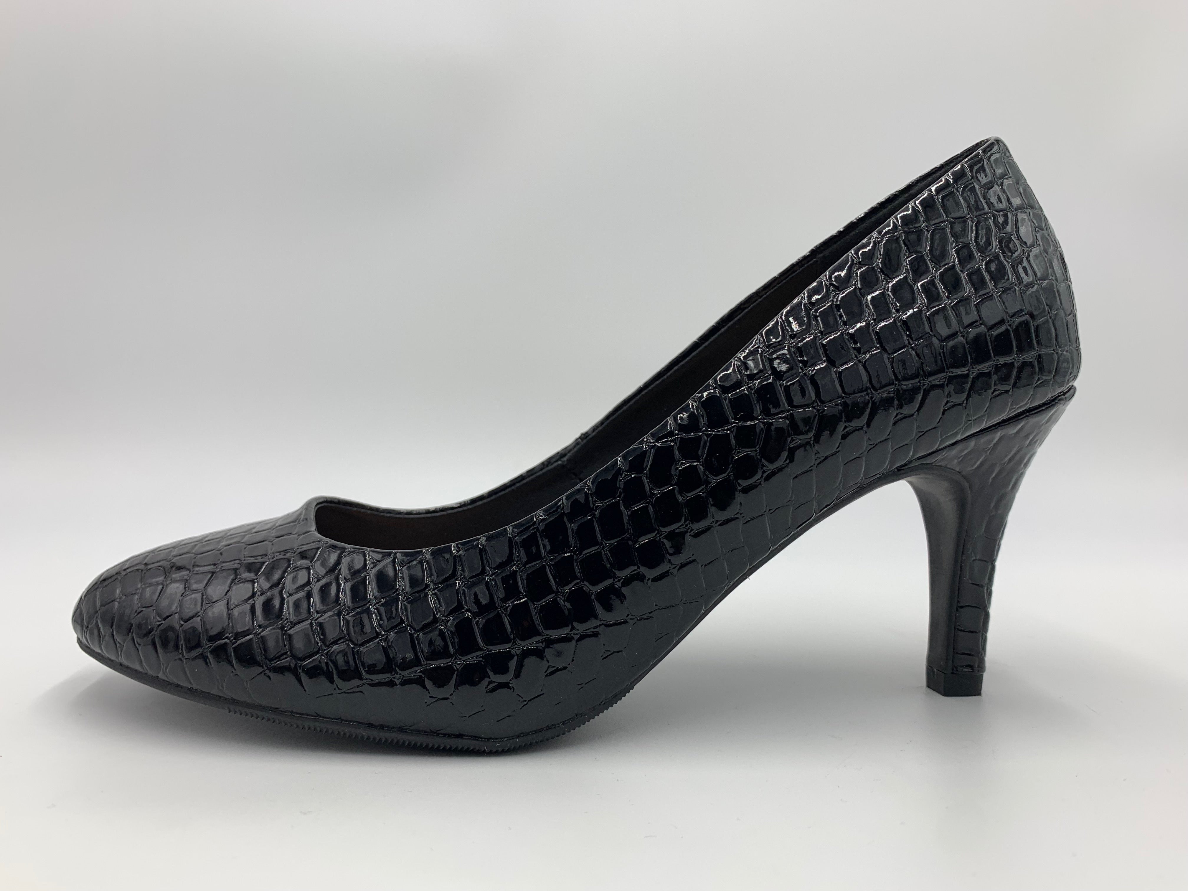 Black croc clearance court shoes