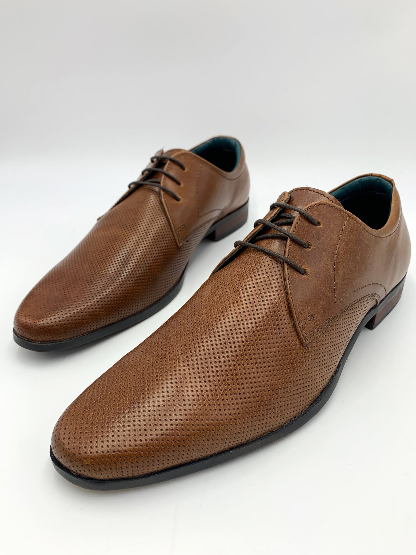 Tan Leather Look Formal Derby Shoes