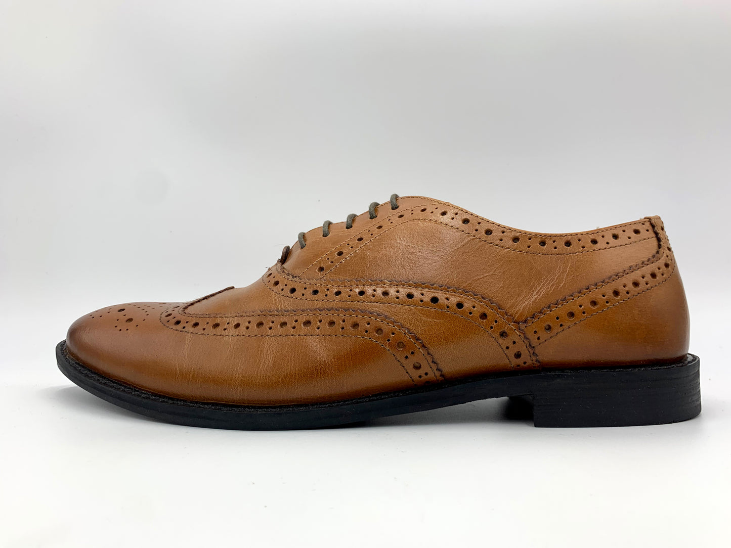 Chaussures larges en cuir Oxford Brouge Tan