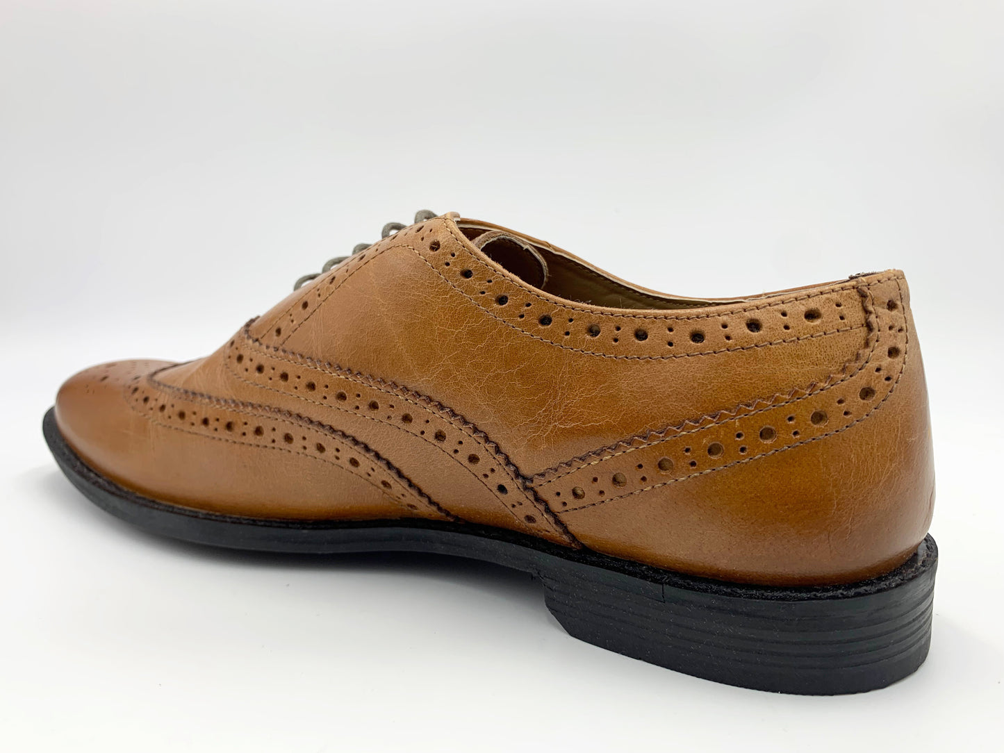 Chaussures larges en cuir Oxford Brouge Tan