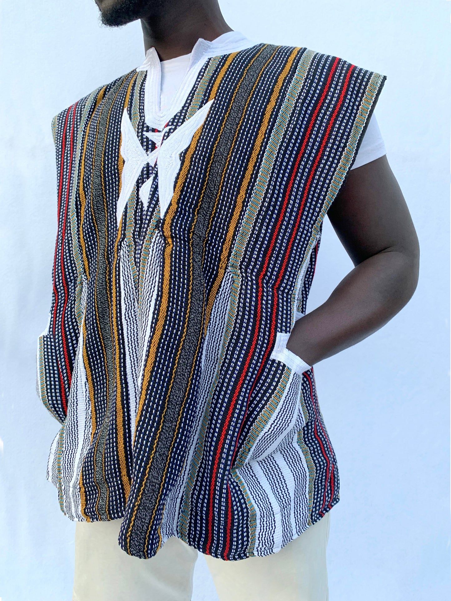 Handwoven African Batakari/Fugu Smock - Multicoloured Stripes #SMK704