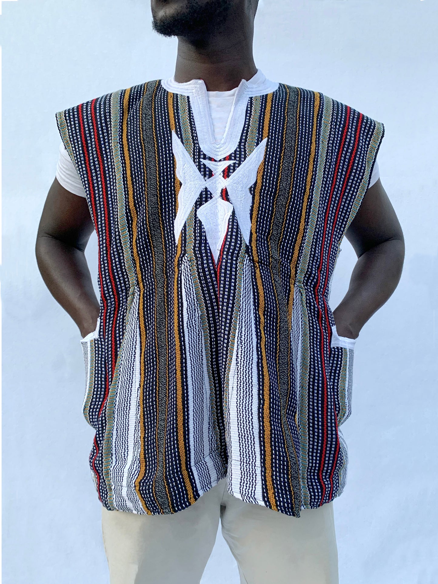 Handwoven African Batakari/Fugu Smock - Multicoloured Stripes #SMK704